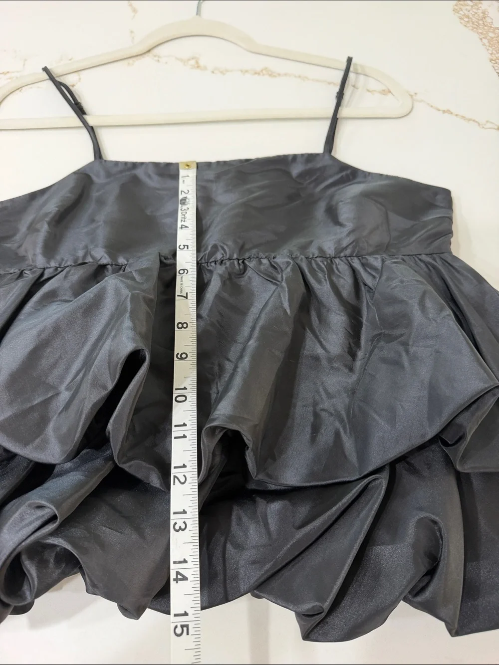 a new day Black Tiered Taffeta Tank Top with Adjustable Straps | S